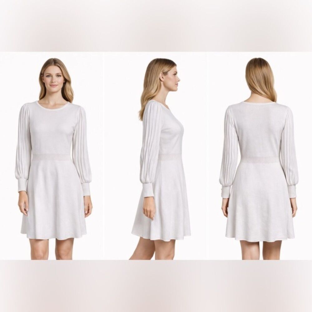 NWT Nanette Lapore Size S Women's Winter White Knitted Dress Sparkle